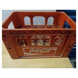 Vintage plastic Coke crate with glasses.