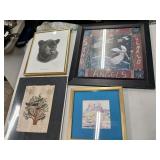 Lot of 4 pieces of art, Charles Frace jaguar