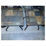 2 metal slate top end tables 24 x 24.