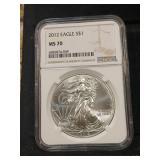 2012 US silver Eagle 1 oz 999 NGC MS70