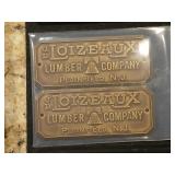 Advertising brass lumber house tags, New Jersey,