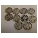 10 different Silver mercury dimes