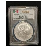 2024 Mexico 1 onzo silver 999 PCGS MS70 LB FIRST