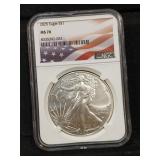 2025 US silver Eagle 1 oz 999 NGC MS70 flag