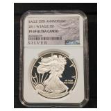 2011-W US silver Eagle 1oz 999 NGC MS70 ultra