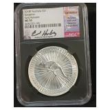 2018 Australia, kangaroo NGC MS70 signed by the