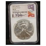 2022 US silver eagle NGC MS70 999 sign designer