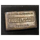 Engelhard 10oz poured silver bar P058293