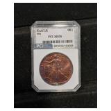 1991 American silver Eagle PCI MS70 toned nicely
