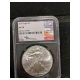2018 US silver Eagle 1 oz 999 NGC MS70 SIGNED