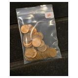 50 wheat, penny Lincoln cents.