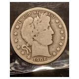 1906-S Barber silver half dollar