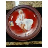 Marilyn Monroe plate wood frame w/ real stamp.