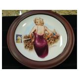 Marilyn Monroe plate wood frame w/ real stamp.