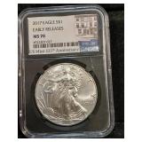 2017 silver Eagle 1oz 999 NGC MS70
