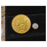 1882 large copy twenty dollar gold coin display