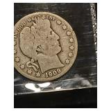 1909 Barber silver half dollar