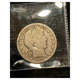 1907-S Barber silver half dollar