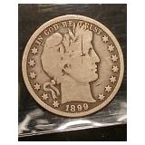 1889-O Barber silver half dollar