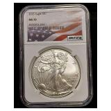 2025 US silver Eagle NGC MS70 flag holder
