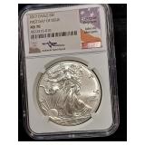 2017 US silver Eagle NGC MS70 signed