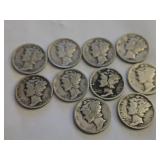 10 different Silver mercury dimes 1919 1918 more