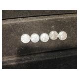5 steel Lincoln cents, 1943 ex condition