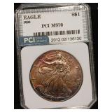 2000 US silver Eagle PCI MS70 GREAT TONING