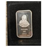 Colonial mint art bar 1973 Madonna & child 999