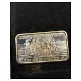 1 oz, silver art bar 1973 landing of Columbus,
