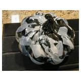 Blown glass black & white pumpkin Halloween.