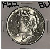 US 1922 BU Silver PEACE Dollar
