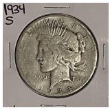 US 1934S Silver PEACE Dollar