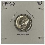 US 1944D Silver Mercury 10c