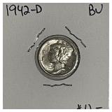 US 1942D Silver Mercury 10c