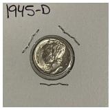 US 1945D Silver Mercury 10c