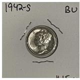 US 1942S Silver Mercury 10c
