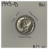 US 1943D Silver Mercury 10c