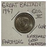 Gr.Brit. UNC 1947 Farthing (patina)