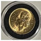GOLD .1206 Oz. Mex. 5 Pesos