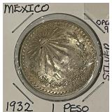 Mexico 1932 Silver Peso - really nice