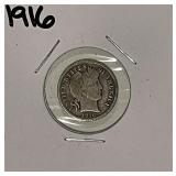 US 1916 Silver Barber Dime