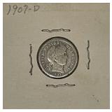 US 1907D Silver Barber Dime