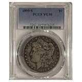 Cert. VG10 1899S Silver Morgan Dollar