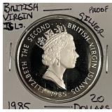 Silver 1985 PROOF Brit.V.Is. $20
