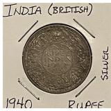 Silver India (G.B.) 1940 Rupee