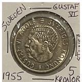 Silver Sweden 1955 5 Kronor