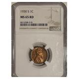 Cert. MS65RD 1930S Lincoln Cent