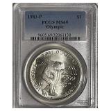 Cert. MS69 1983P Olympic Dollar
