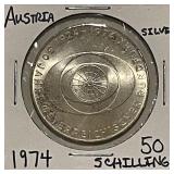 Silver Austria 1974 50 Schilling